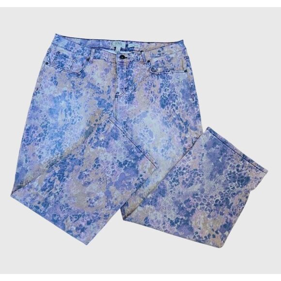 LOGO by Lori Goldstein Printed Boyfriend Jeans Purple Combo | 16 EUC Boho - Picture 3 of 10